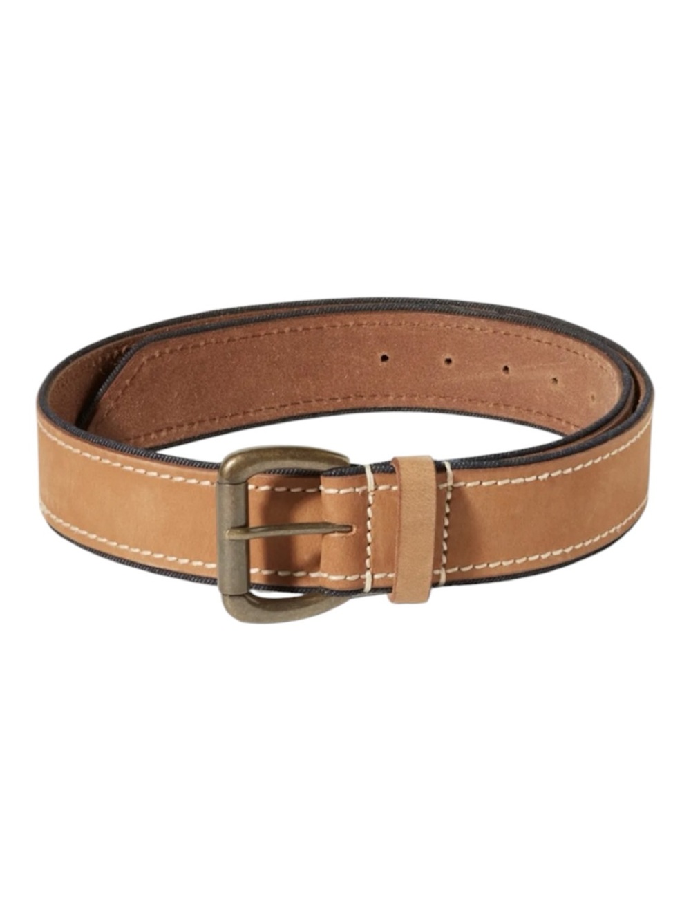 Lucky Brand Mens Leather and Denim Detail Belt Size 32 Tan